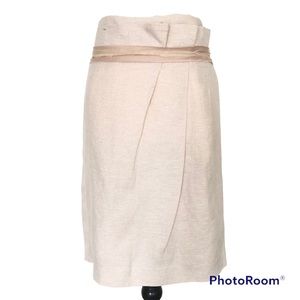 Talbots Linen Skirt Metallic Cream